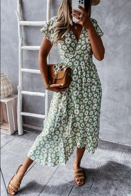Chanelle - Midikleid mit Gänseblümchenmuster
