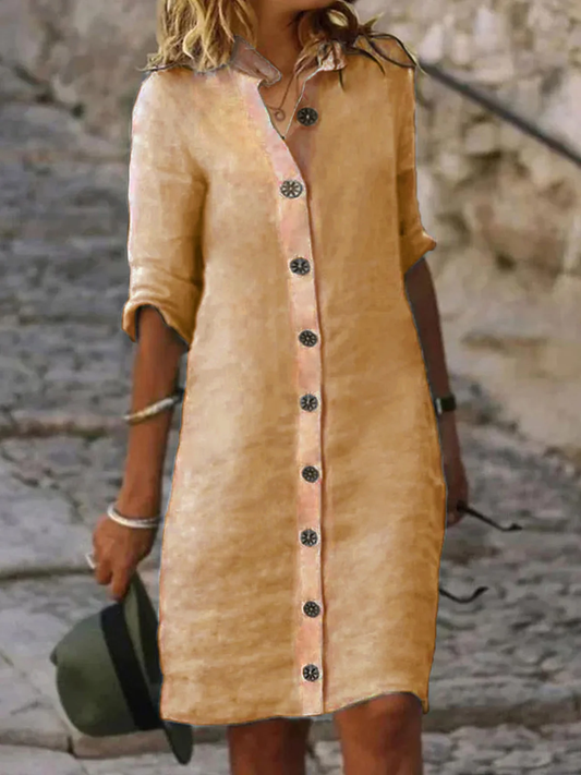 Chastia - Freizeitkleid aus schlichter Baumwolle und Leinen