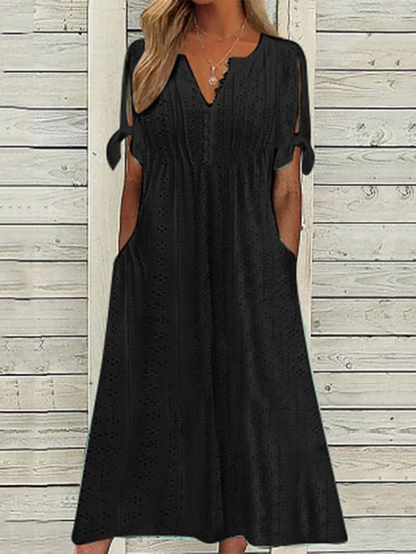 Chava - Damen Resort Unifarbenes Kleid mit Spitze