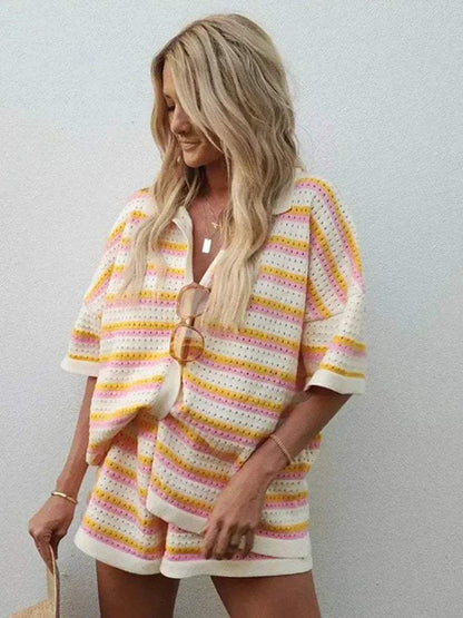 T-Shirt und Hose im Set - Lässige Streifen - Atmungsactivee Baumwolle - Perfekt für Sommertage