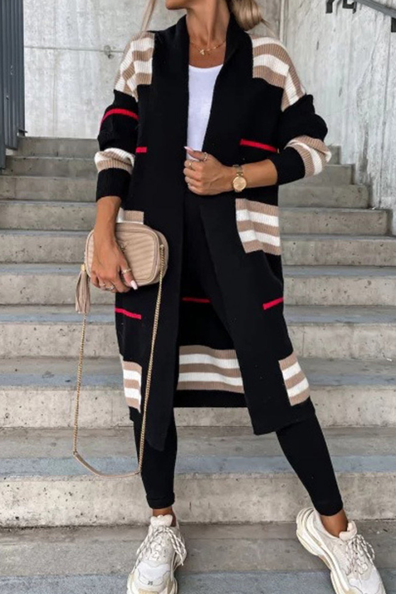 Wilma | Elegante lange Strickjacke mit offener Front