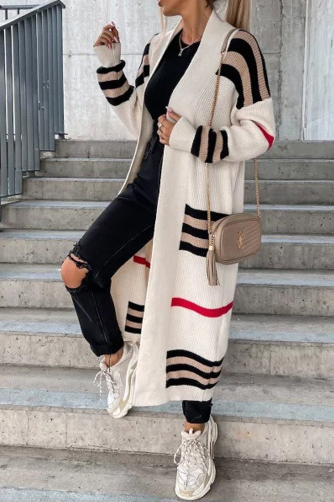 Wilma | Elegante lange Strickjacke mit offener Front