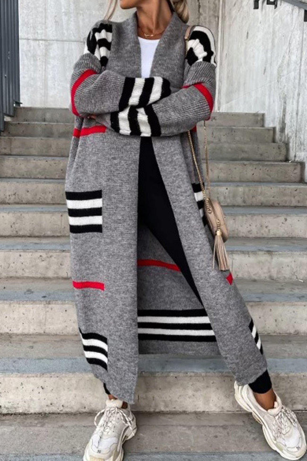 Wilma | Elegante lange Strickjacke mit offener Front
