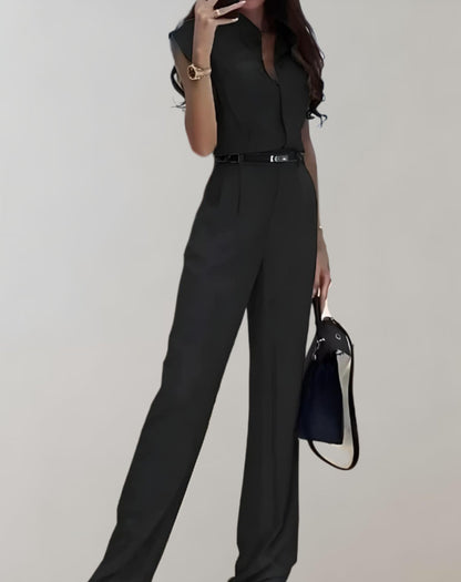 Cordilla - Jumpsuit mit Knöpfen, kurzärmeliges Top und weite Hose