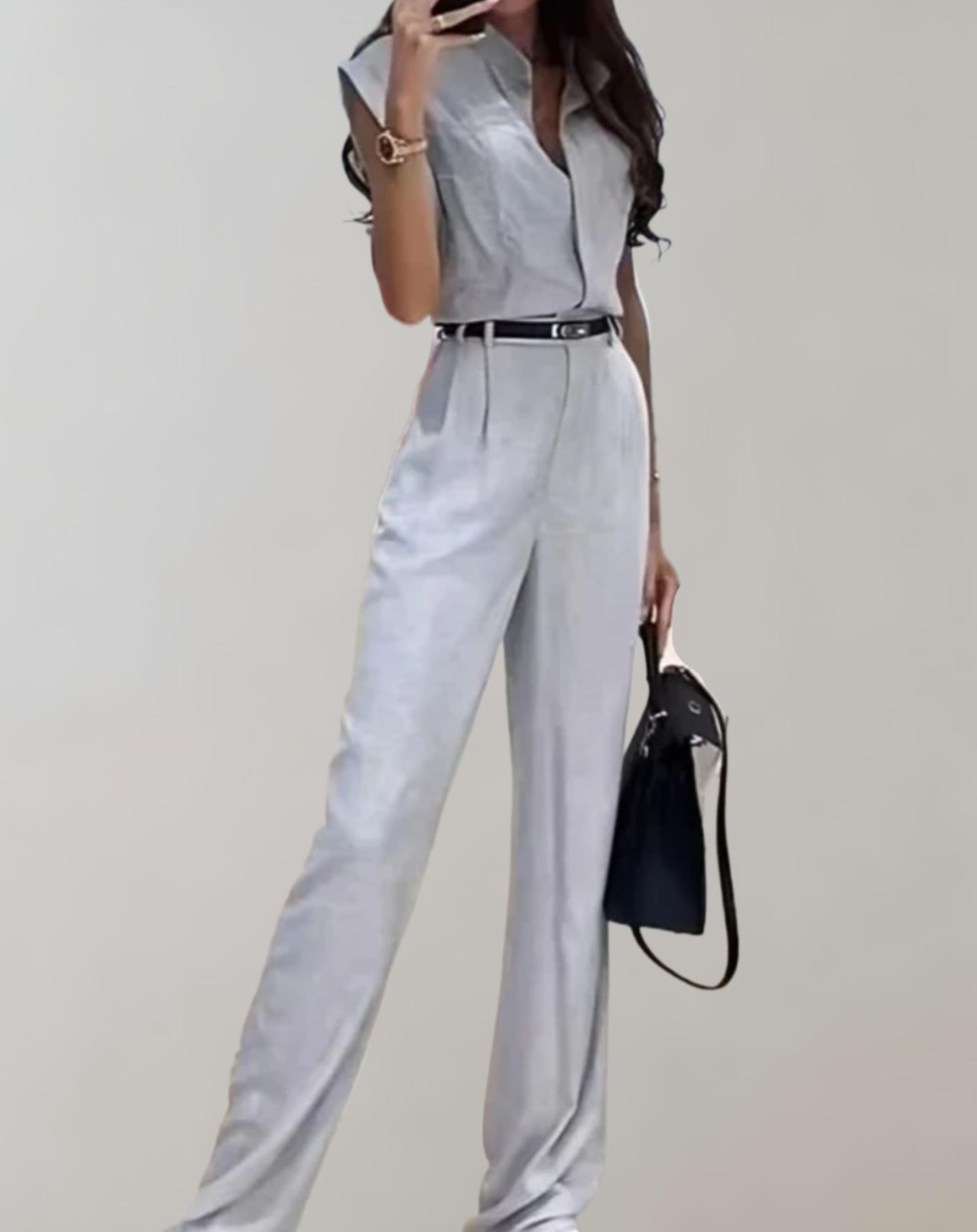 Cordilla - Jumpsuit mit Knöpfen, kurzärmeliges Top und weite Hose