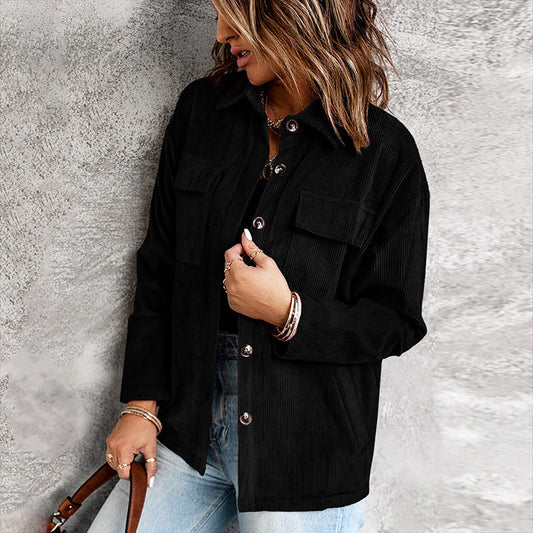 Cordhemd - Button-down-Verschluss & Brusttaschen