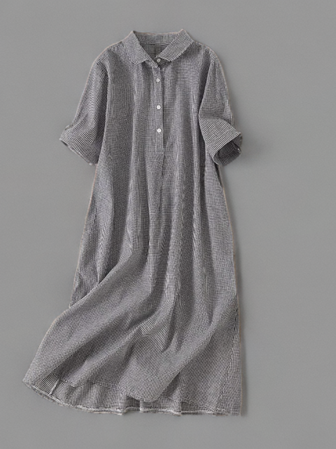 Corra - Polokleid mit kariertem Ausschnitt