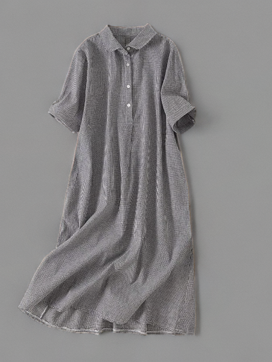 Corra - Polokleid mit kariertem Ausschnitt