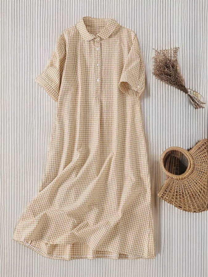 Corra - Polokleid mit kariertem Ausschnitt