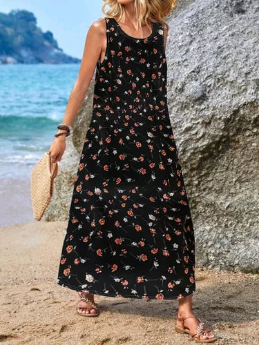 Doris - Ärmelloses Freizeitkleid mit böhmischem Print