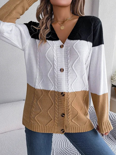 Nina | Elegante langärmelige Strickjacke mit V-Ausschnitt