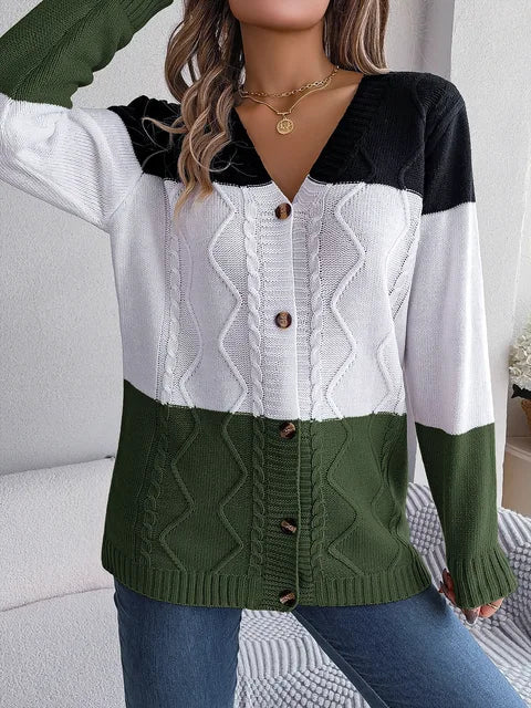 Nina | Elegante langärmelige Strickjacke mit V-Ausschnitt