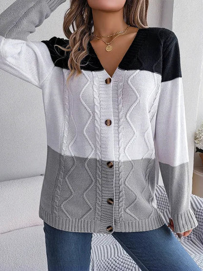 Nina | Elegante langärmelige Strickjacke mit V-Ausschnitt