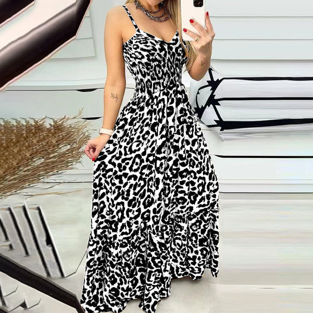 Langes Kleid mit Leopardenmuster