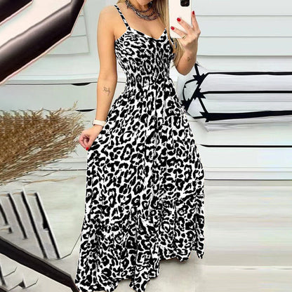 Langes Kleid mit Leopardenmuster
