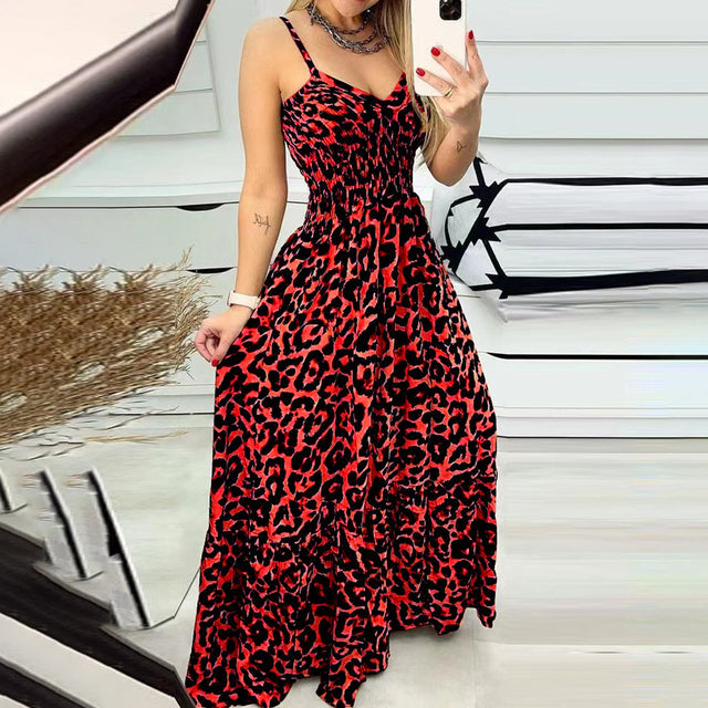 Langes Kleid mit Leopardenmuster