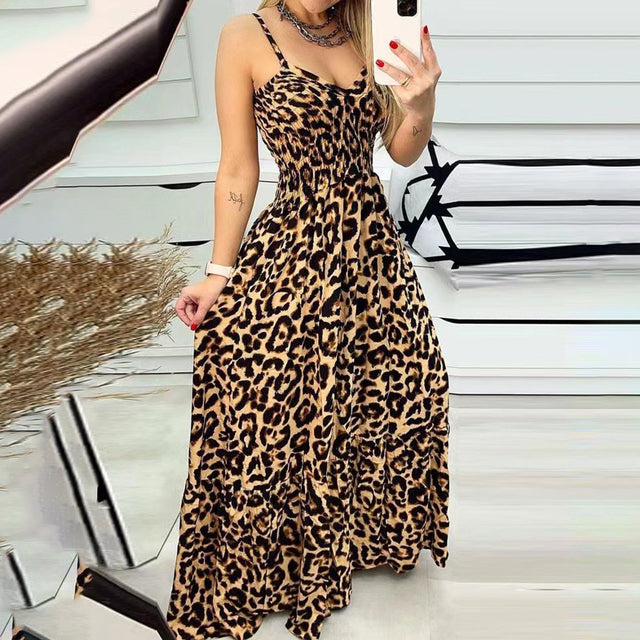 Langes Kleid mit Leopardenmuster