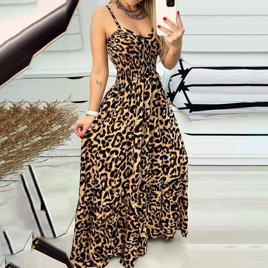 Langes Kleid mit Leopardenmuster