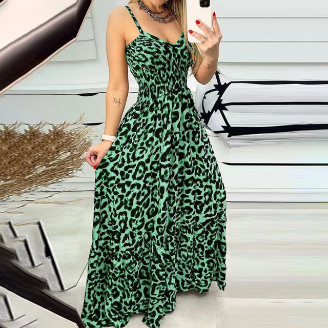 Langes Kleid mit Leopardenmuster