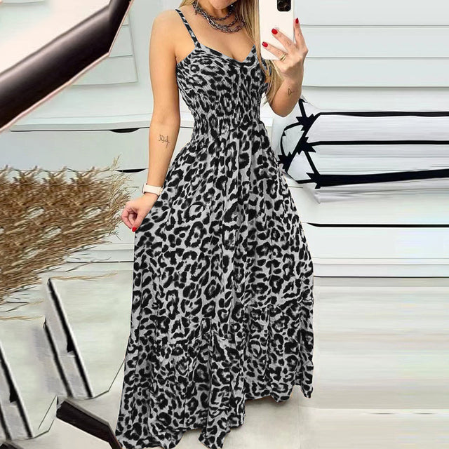 Langes Kleid mit Leopardenmuster