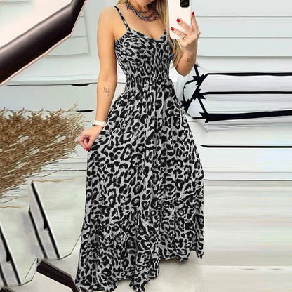 Langes Kleid mit Leopardenmuster