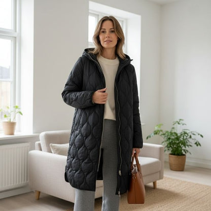Danielle | Gemusterter Damenparka mit Kapuze – schick und bequem