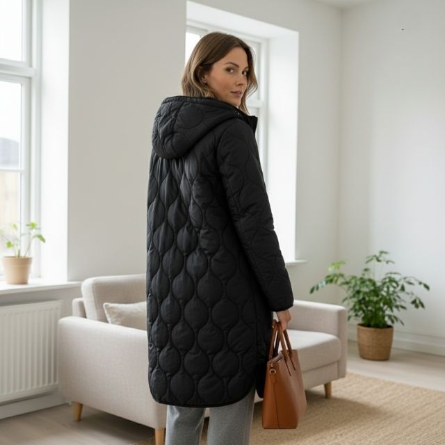 Danielle | Gemusterter Damenparka mit Kapuze – schick und bequem