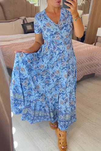 Debbie - Geblümtes Kleid mit V-Ausschnitt