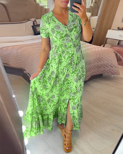 Debbie - Geblümtes Kleid mit V-Ausschnitt