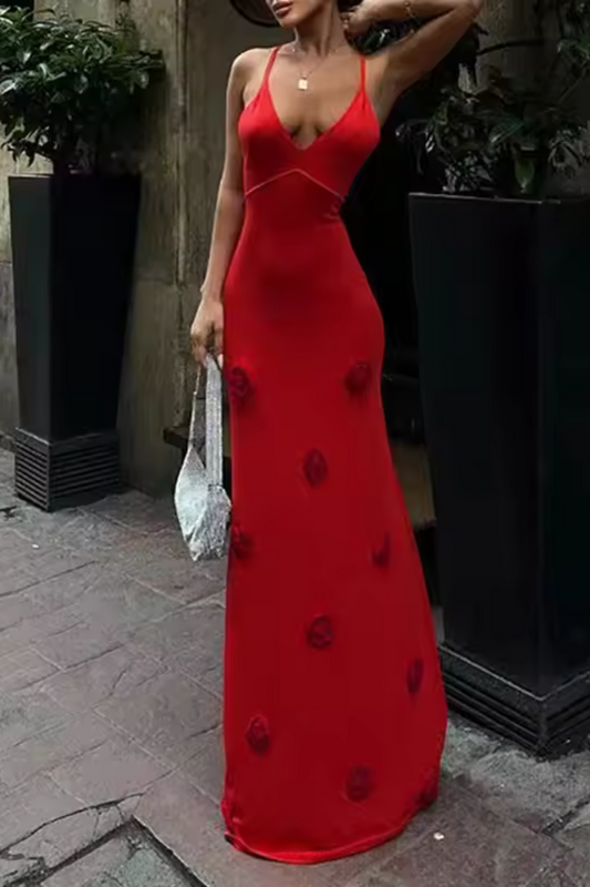 Delphine | Blume Gestricktes rückenfreies Kleid zum Schnüren