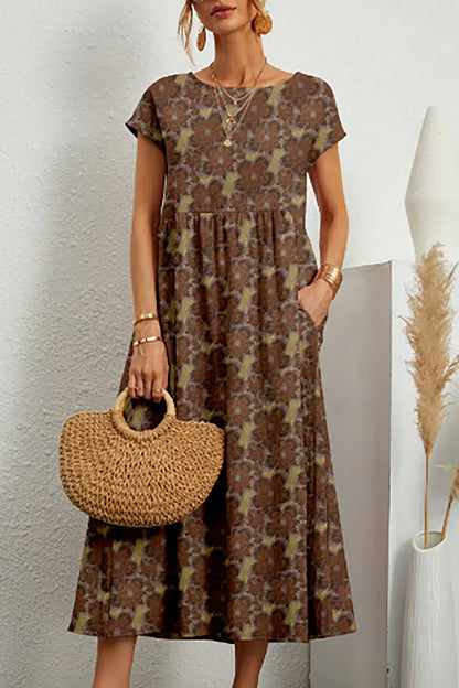 Desma - Bedrucktes ärmelloses Kleid mit Rundhalsausschnitt
