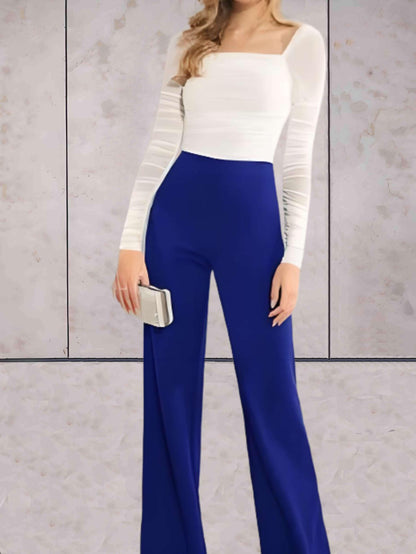 Viviane - Eng anliegende, schicke, einfarbige High-Waist-Hose mit weitem Bein