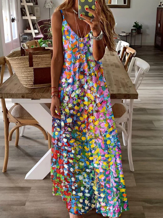 Dimona - Ärmelloses Ölkleid mit V-Ausschnitt