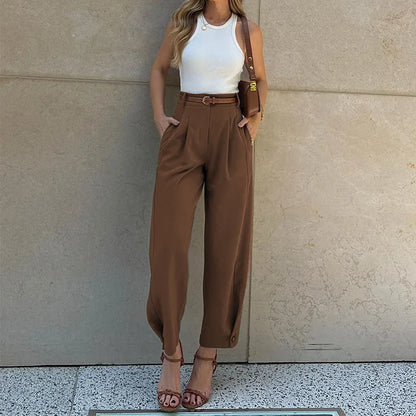 Agnes - Hoch geschnittene Hose mit Cargotaschen für Frauen