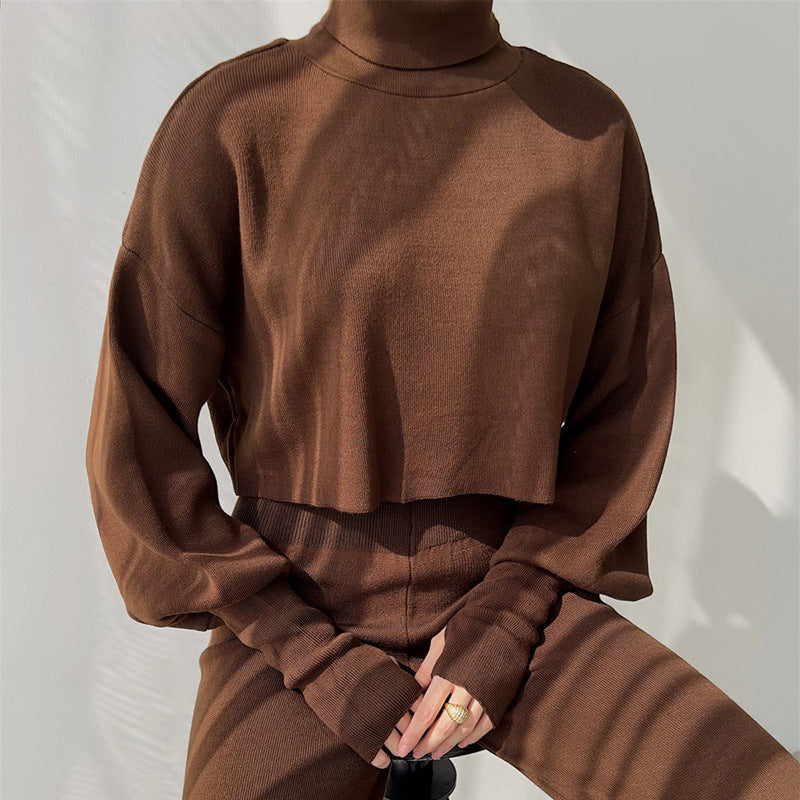 Anneliese - Set aus Strickpullover mit Rollkragen und Hose für Frauen