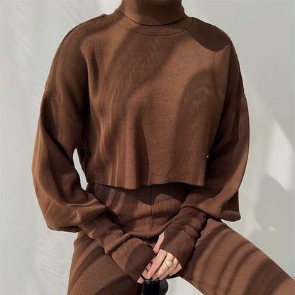 Anneliese - Set aus Strickpullover mit Rollkragen und Hose für Frauen