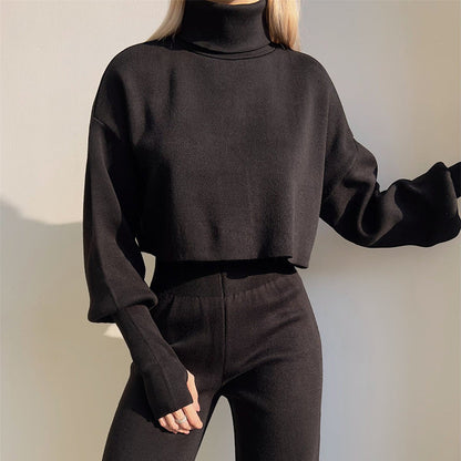 Anneliese - Set aus Strickpullover mit Rollkragen und Hose für Frauen