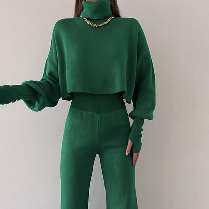 Anneliese - Set aus Strickpullover mit Rollkragen und Hose für Frauen