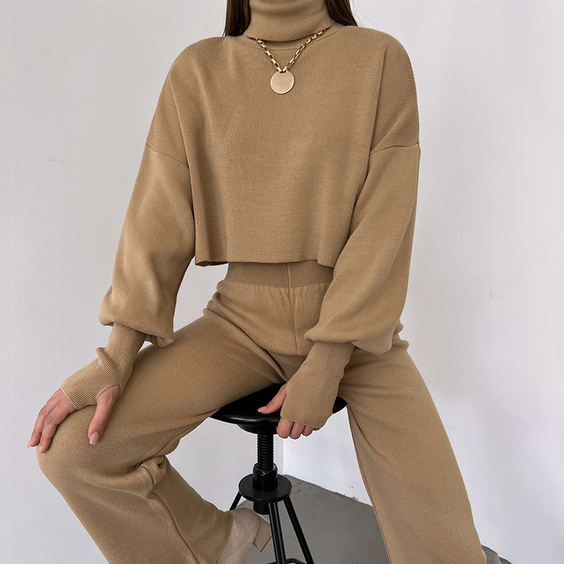 Anneliese - Set aus Strickpullover mit Rollkragen und Hose für Frauen