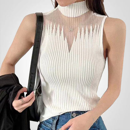 Charlotte - Transparentes Crop-Top aus Mesh mit Neckholder-Trägern