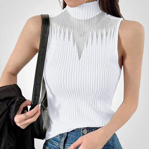 Charlotte - Transparentes Crop-Top aus Mesh mit Neckholder-Trägern