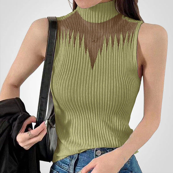 Charlotte - Transparentes Crop-Top aus Mesh mit Neckholder-Trägern
