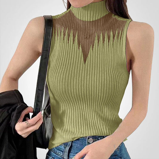 Charlotte - Transparentes Crop-Top aus Mesh mit Neckholder-Trägern