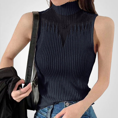 Charlotte - Transparentes Crop-Top aus Mesh mit Neckholder-Trägern