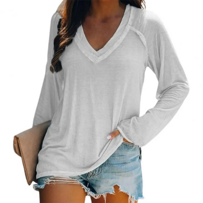 Sahira Shirt | Lässiges Langarmshirt mit V-Ausschnitt