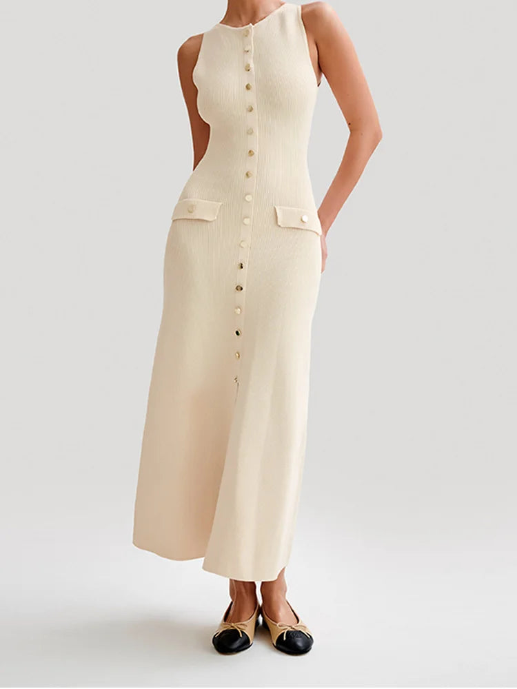 Elegantes Strickkleid ohne Ärmel