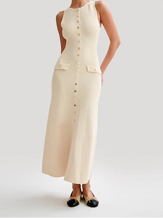 Elegantes Strickkleid ohne Ärmel