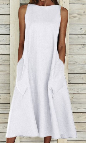 Elegantes Kleid in A-Linie aus Baumwolle