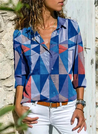 Brenda | Geometrische Print Sommerbluse für Frauen