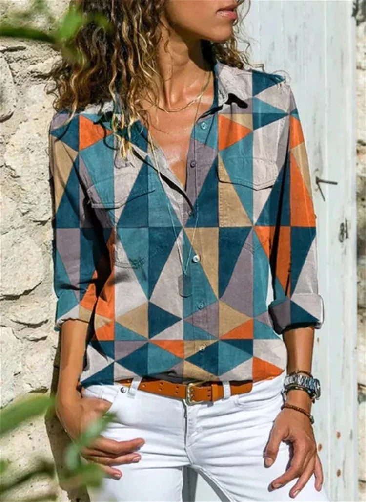 Brenda | Geometrische Print Sommerbluse für Frauen